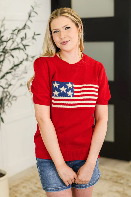 Hand Over Heart Graphic Knit Top in Red in - Womens photo