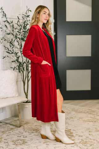 Happy Hours Long Velvet Cardigan in - Womens photo