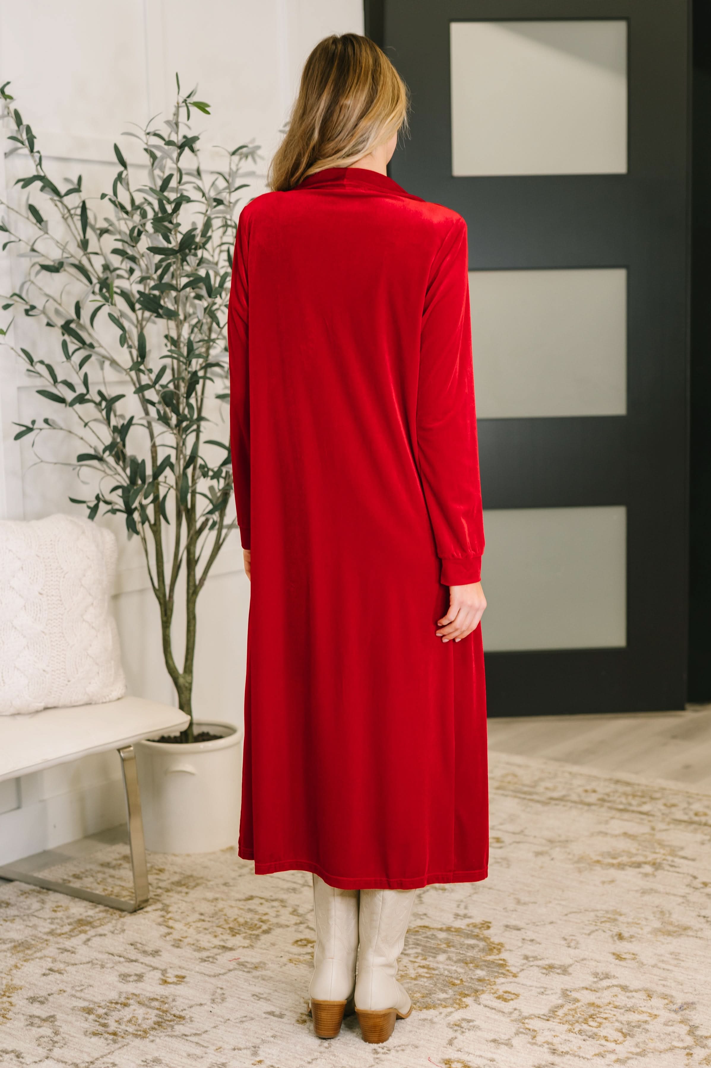 Happy Hours Long Velvet Cardigan in - Womens photo