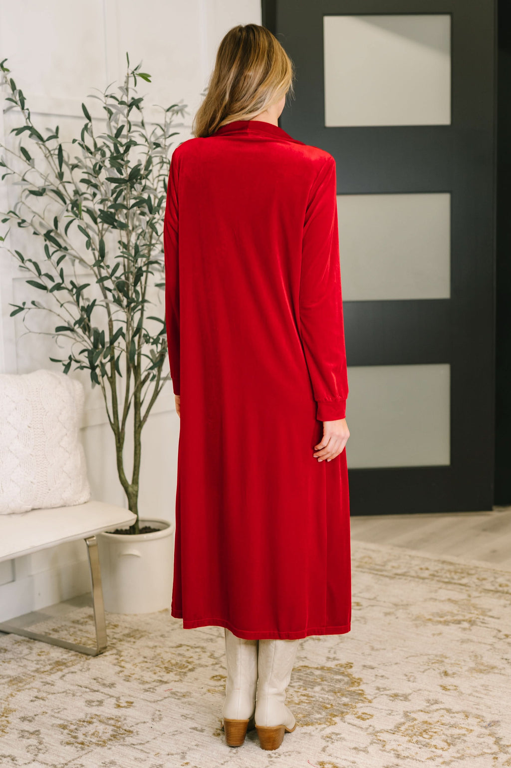 Happy Hours Long Velvet Cardigan in - Womens photo