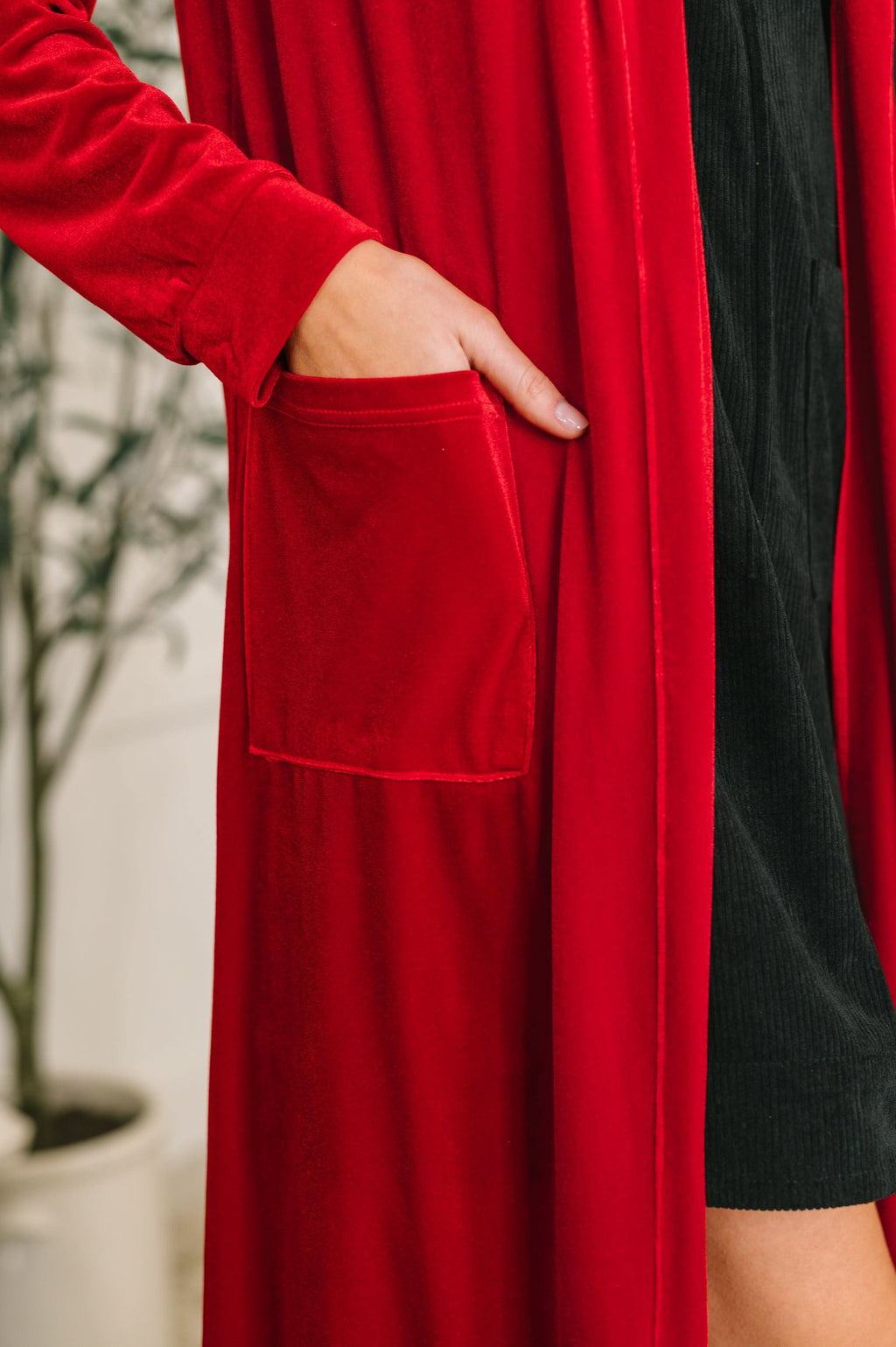 Happy Hours Long Velvet Cardigan in - Womens photo
