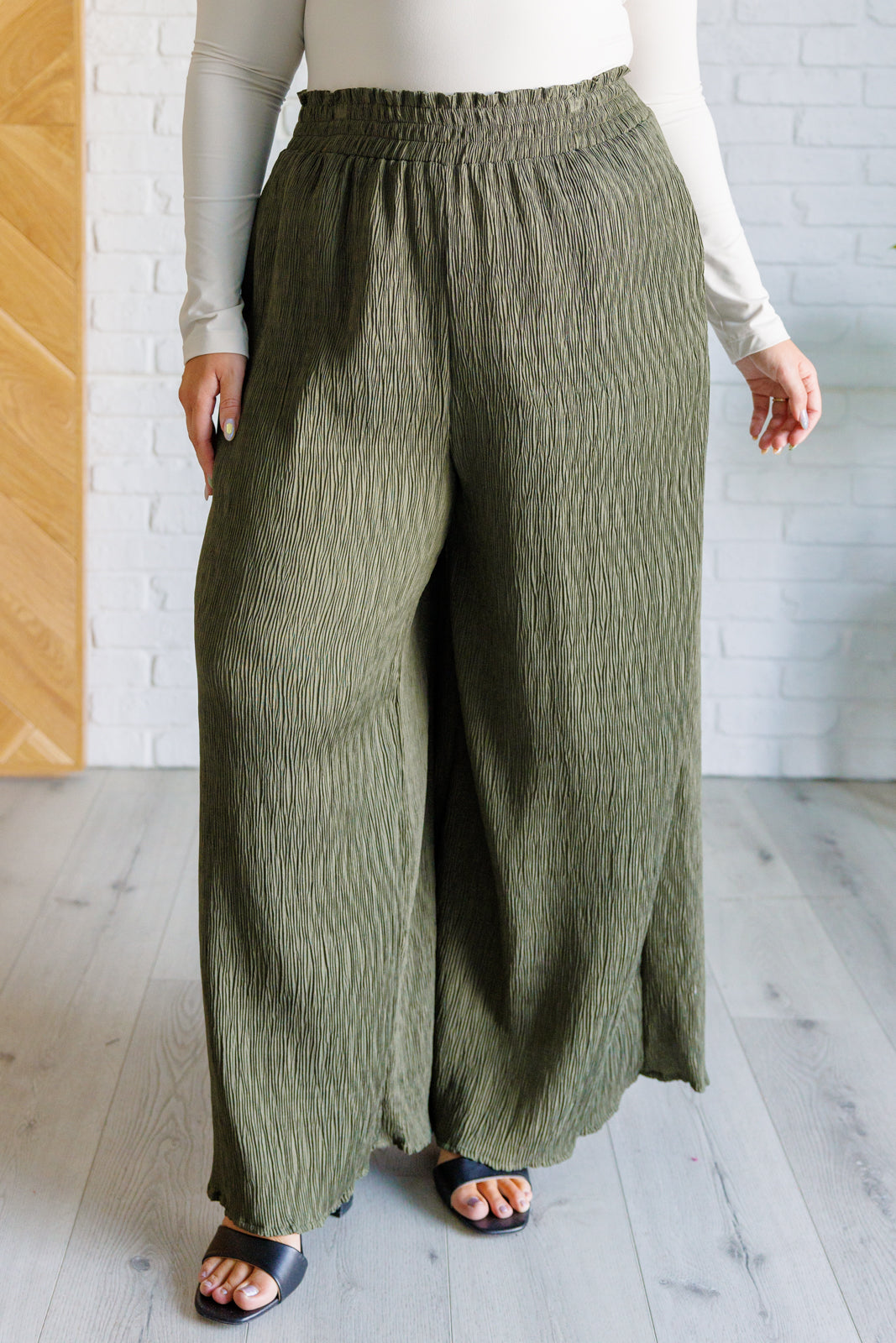 Harmony High Rise Wide Pants in Olive in - Bottoms photo