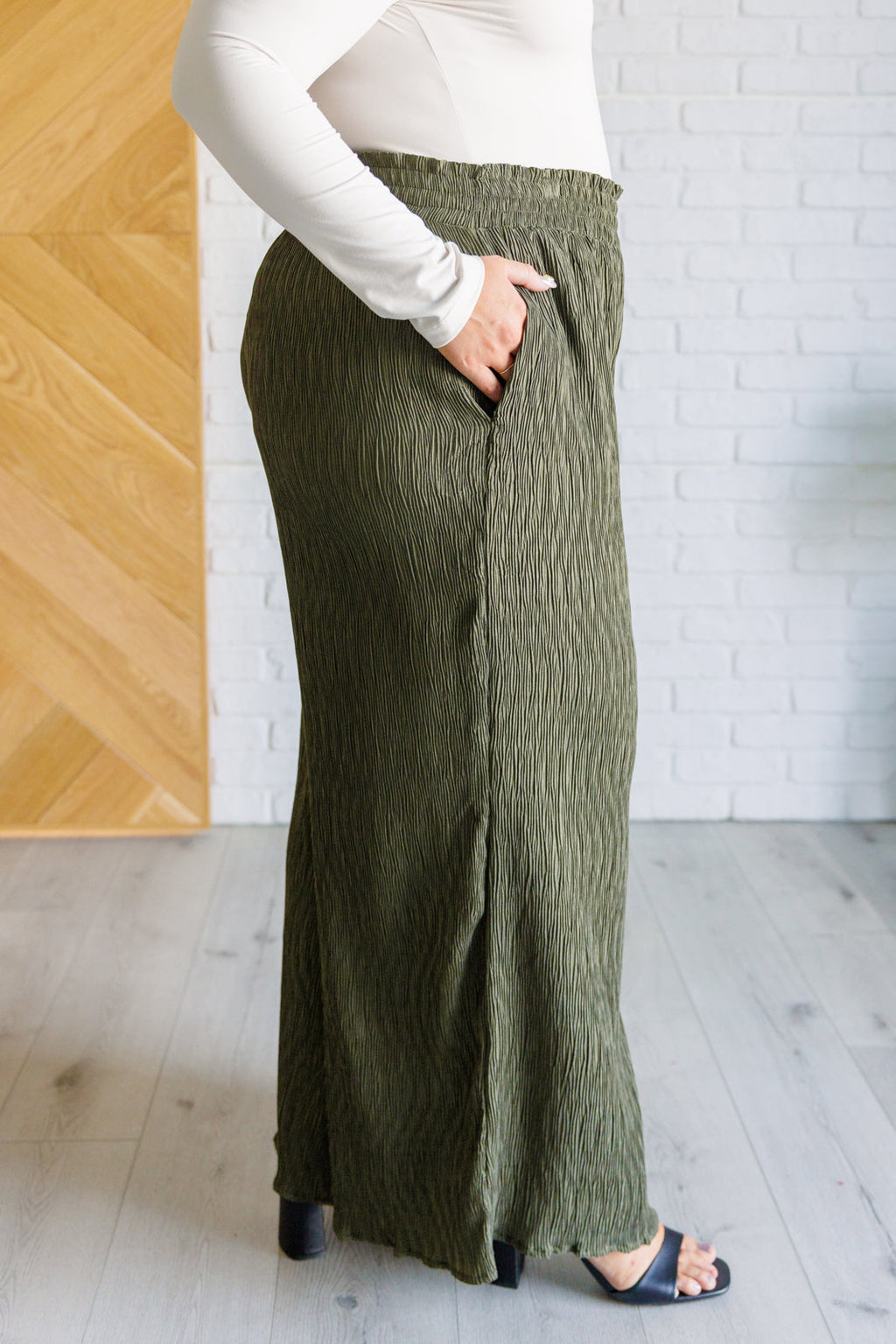 Harmony High Rise Wide Pants in Olive in - Bottoms photo