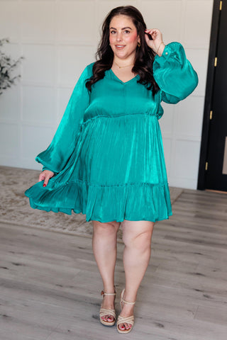Jodifl Head Held High V-Neck Balloon Sleeve Dress