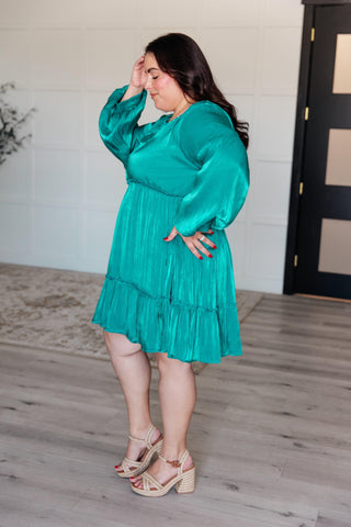 Jodifl Head Held High V-Neck Balloon Sleeve Dress