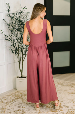 Head to Toe Whoa Gathered Wide Leg Jumpsuit in Mauve