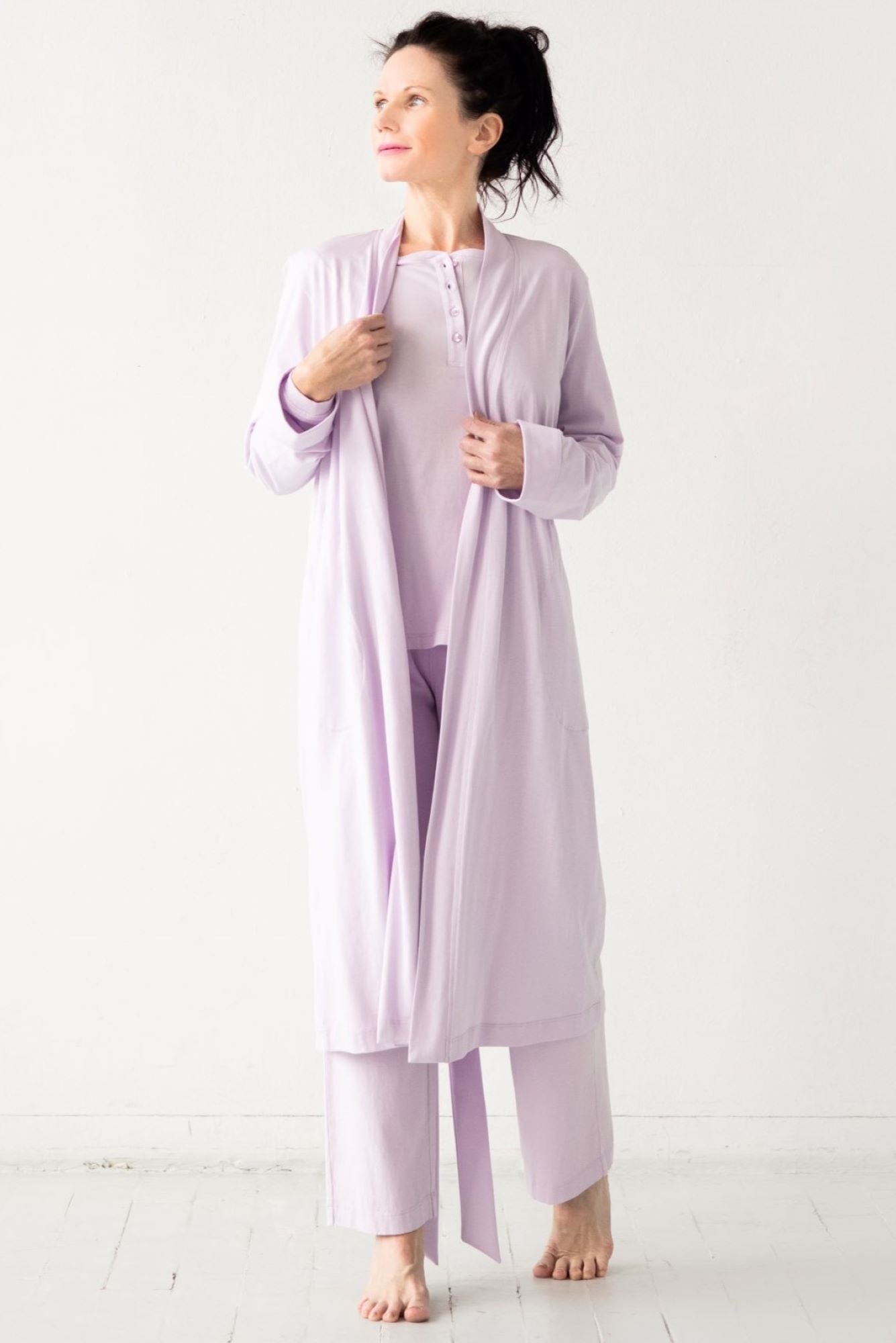 Straight Leg Pants in Pima Cotton in Lavender - PANTS photo