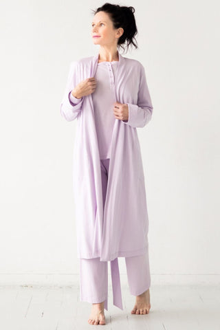 Straight Leg Pants in Pima Cotton in Lavender - PANTS photo