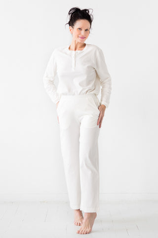 Straight Leg Pants in Pima Cotton in Soft White - PANTS photo