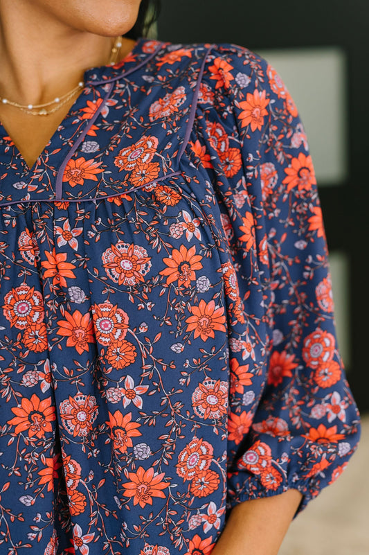 Hitherto Unknown Floral Babydoll Blouse in - Womens photo