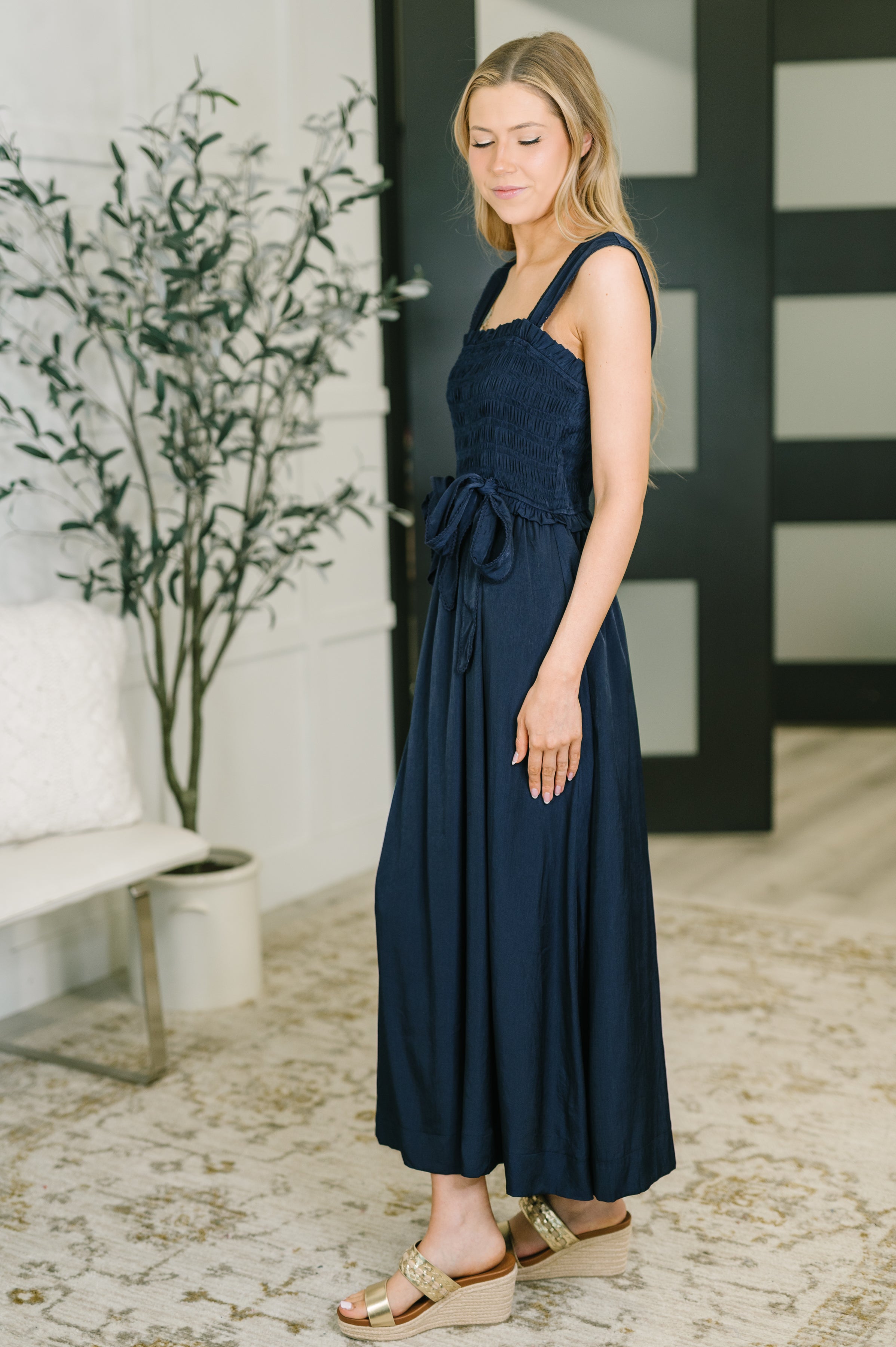 Hold Me Down Midi Dress in Navy in - Womens photo
