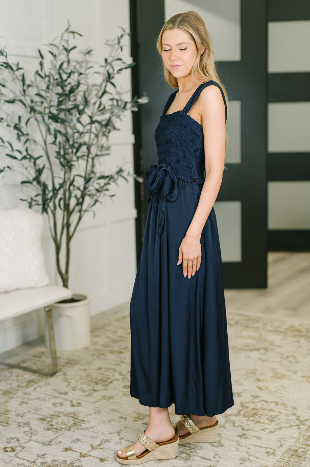 Hold Me Down Midi Dress in Navy in - Womens photo