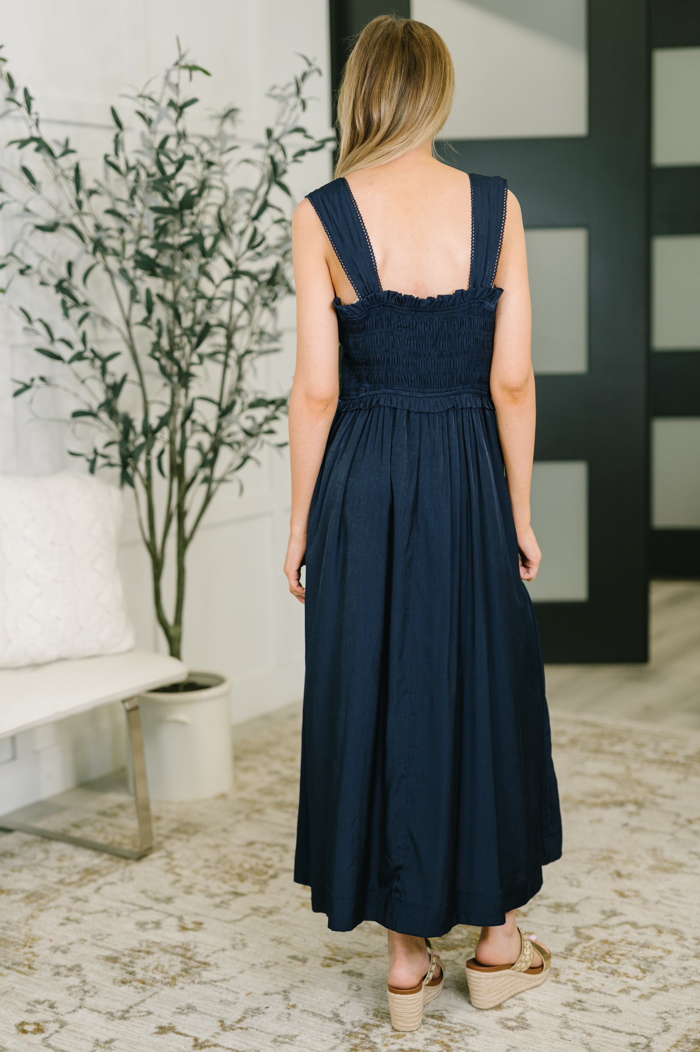 Hold Me Down Midi Dress in Navy in - Womens photo