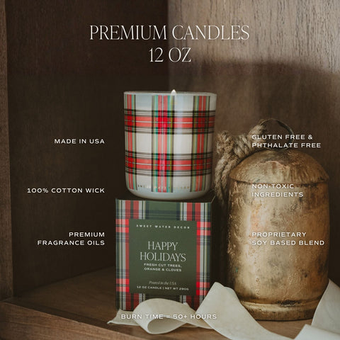 Christmas Soy Candle - Boxed Tinted Glass Jar - 12 oz