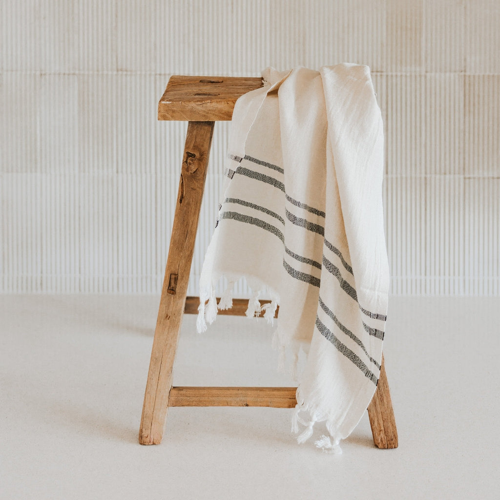 Haley Turkish Cotton + Bamboo Hand Towel - Two Stripe - SwagglyLife Home & Fashion