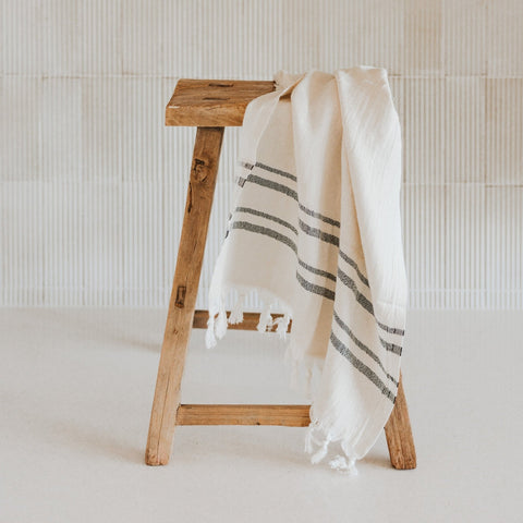 Haley Turkish Cotton + Bamboo Hand Towel - Two Stripe - SwagglyLife Home & Fashion