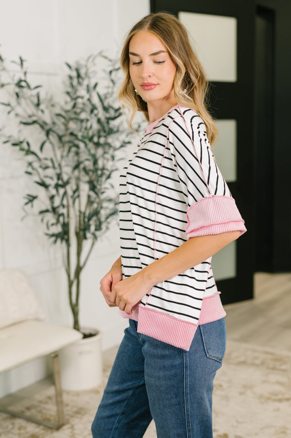 Human Nature Contrast Detailed Top in - Womens photo