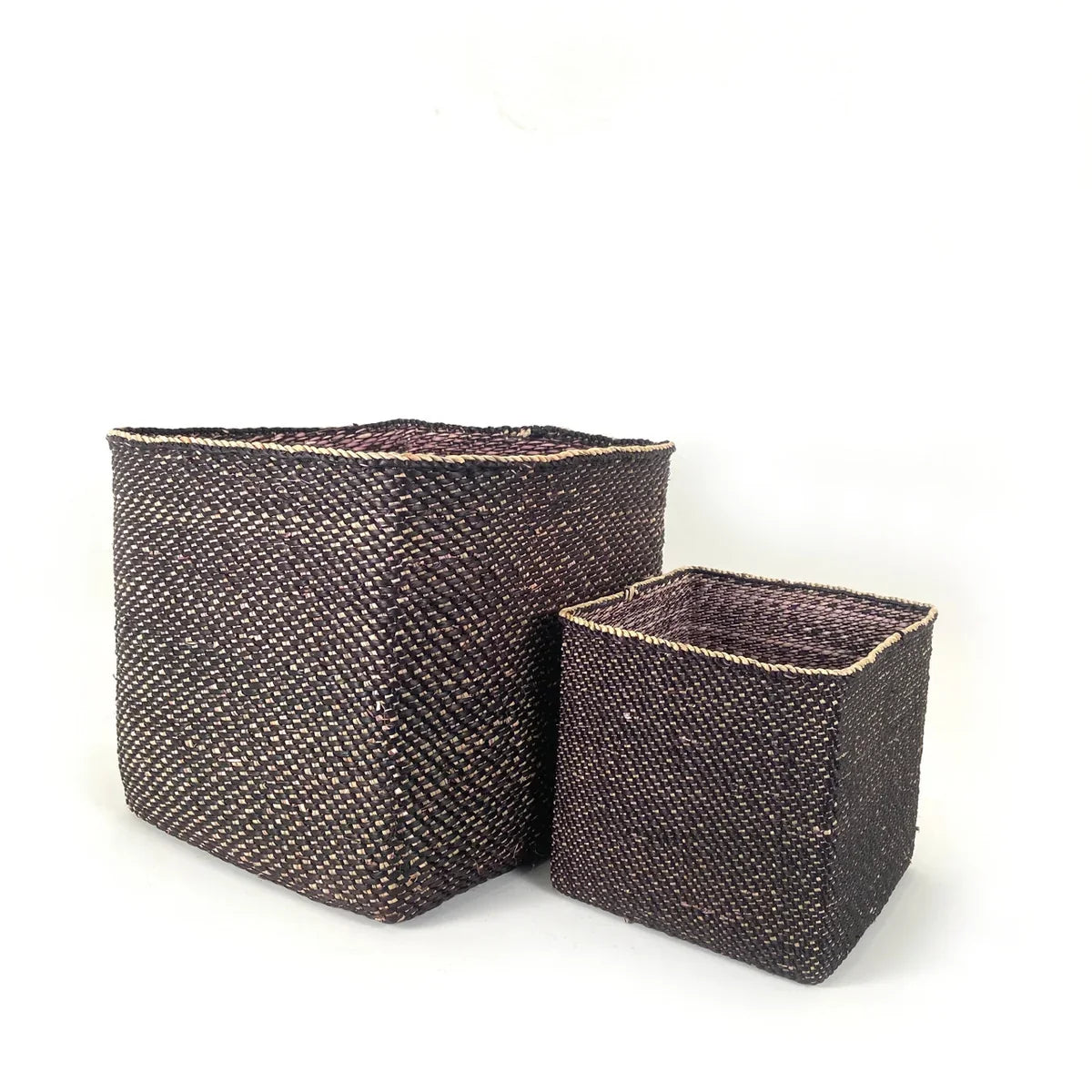 Handwoven Square Iringa Baskets | Natural & Black | Tanzania