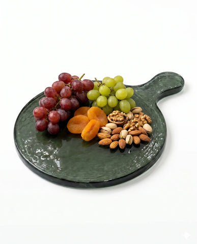 Hammered Glass Round Serving Boards in Blue Grey - Kitchen & Dining photo