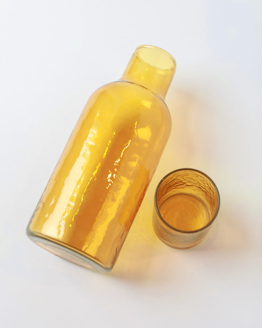 Handblown Hammered Glass Carafe in Amber - Kitchen & Dining photo