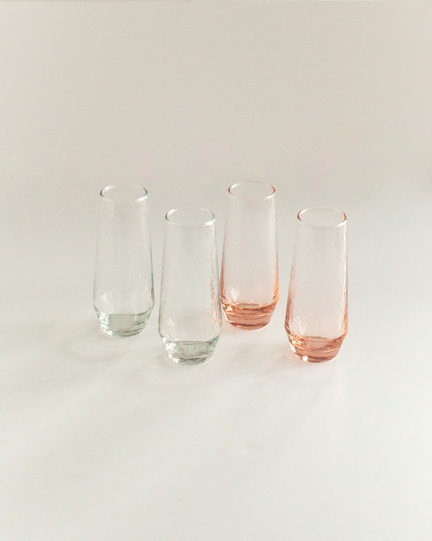Handblown Hammered Champagne Flutes | Set of 2