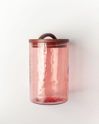 Handblown Hammered Glass Canisters with Wood Lid - SwagglyLife Home & Fashion