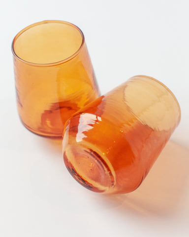 Pair of Hammered Glass Stemless Tumblers