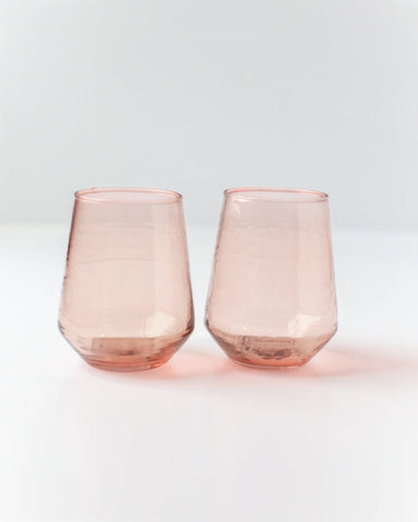 Pair of Hammered Glass Stemless Tumblers in Blush - Kitchen & Dining photo