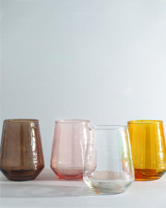 Pair of Hammered Glass Stemless Tumblers in - Kitchen & Dining photo