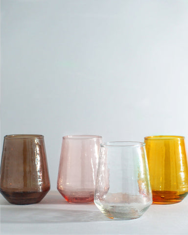 Pair of Hammered Glass Stemless Tumblers in - Kitchen & Dining photo