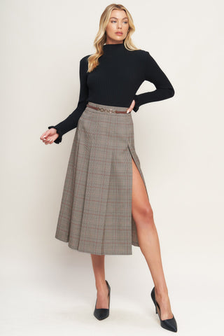 British Trace Woven Midi Skirt in - SKIRTS photo