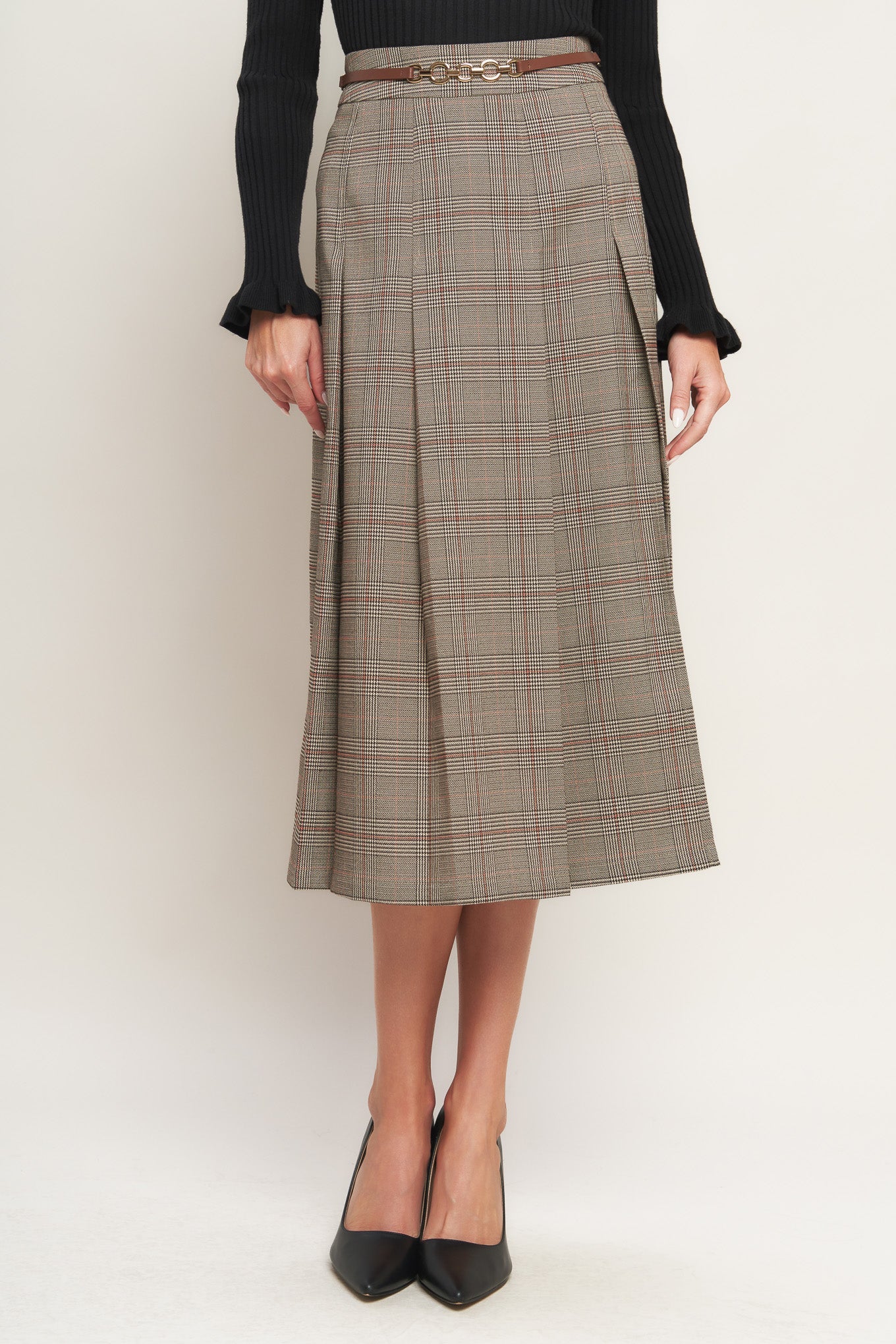 British Trace Woven Midi Skirt in - SKIRTS photo