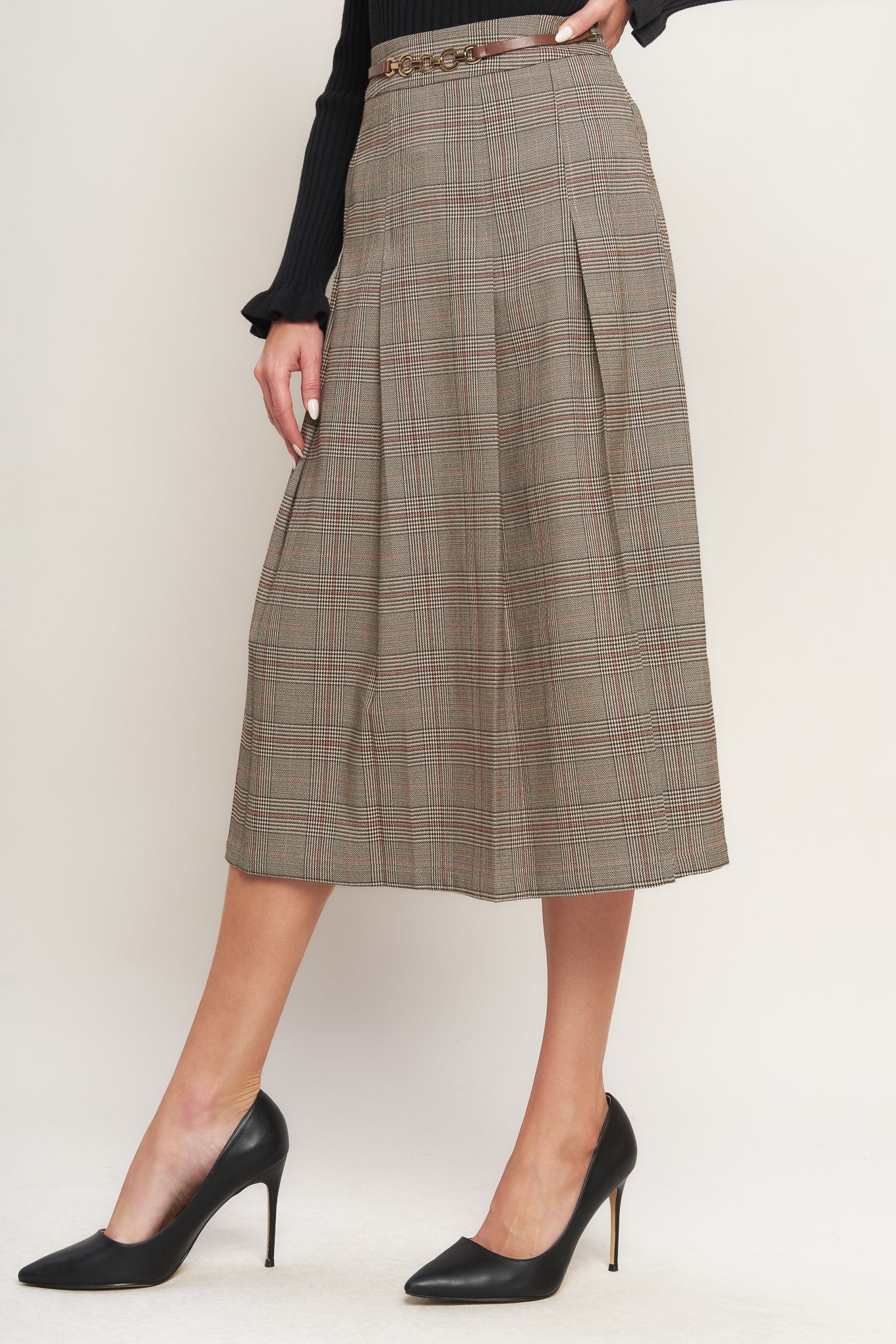 British Trace Woven Midi Skirt in - SKIRTS photo