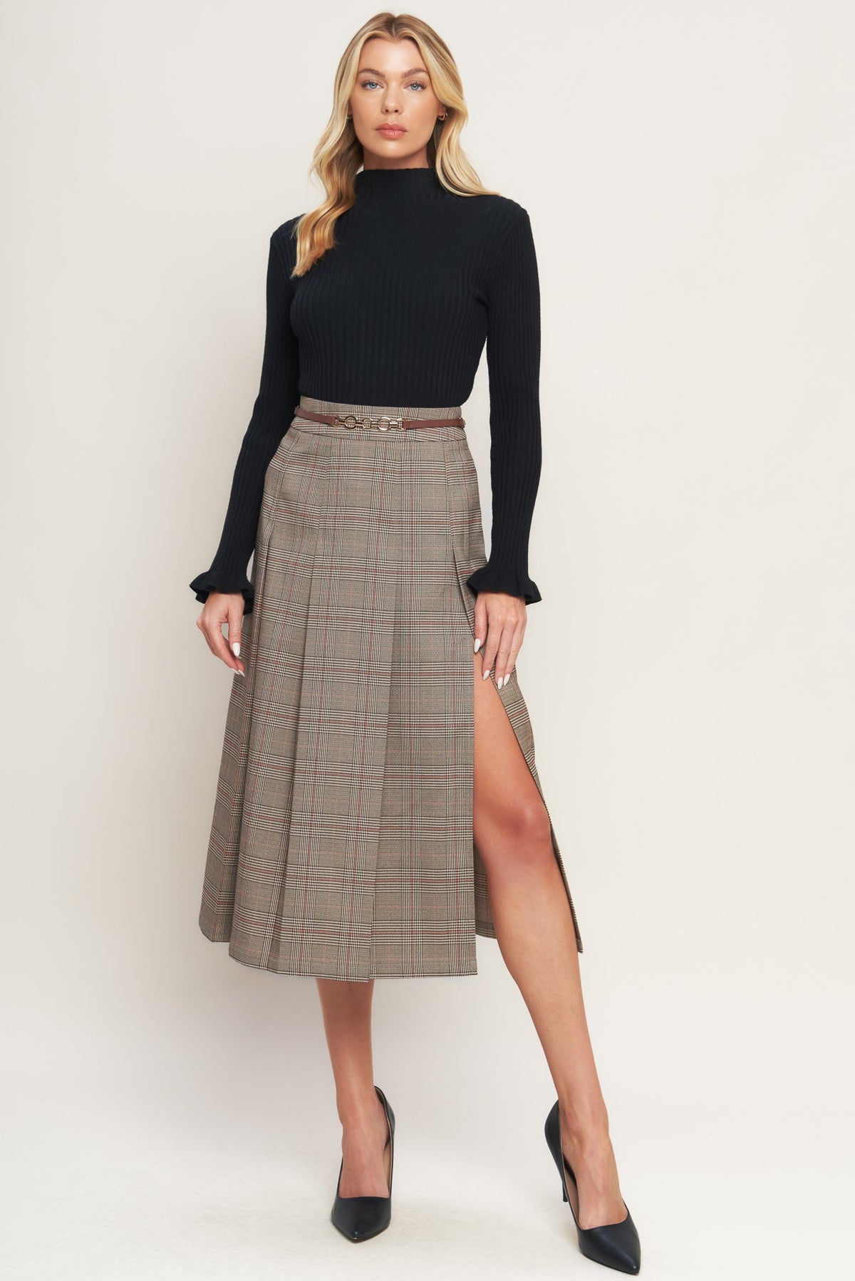 British Trace Woven Midi Skirt in BROWN - SKIRTS photo