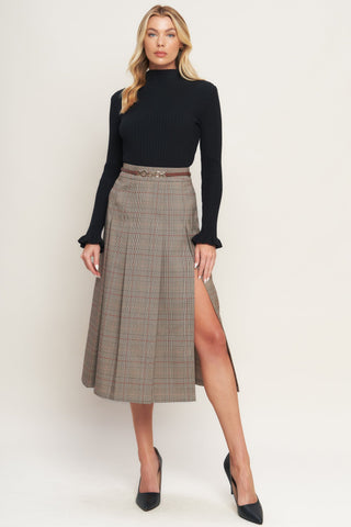 British Trace Woven Midi Skirt in BROWN - SKIRTS photo