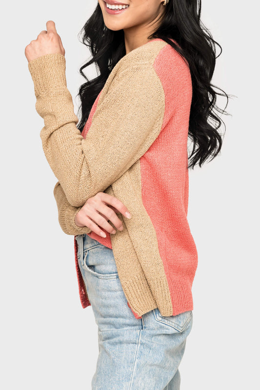 Button Front Colorblock Cardigan in - 25, LAYERS, 254, SALE photo