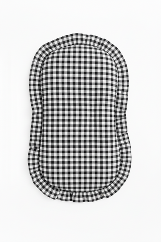 Black Gingham Ruffle Baby Lounger Cover
