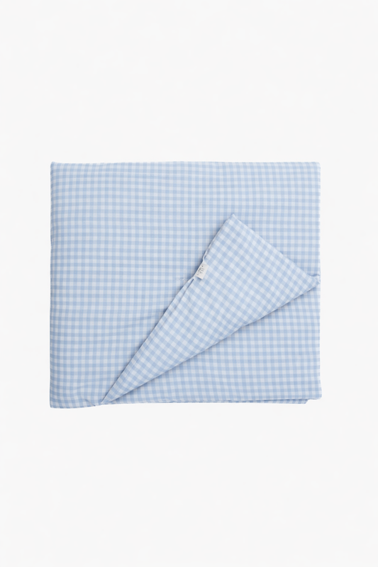Blue White Gingham Crib Quilted Blanket in - photo