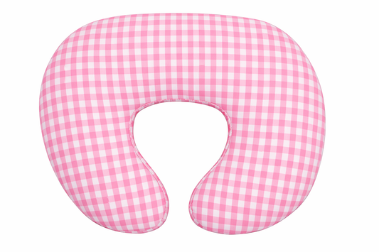 Pink Gingham Nursing Pillow Cover in - photo
