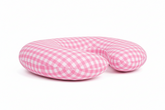 Pink Gingham Nursing Pillow Cover in - photo