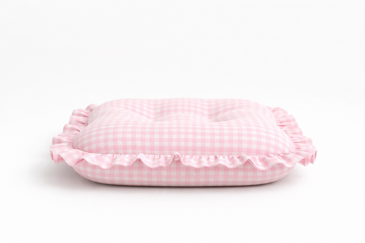 Pink Gingham Ruffle Baby Lounger Cover in - photo