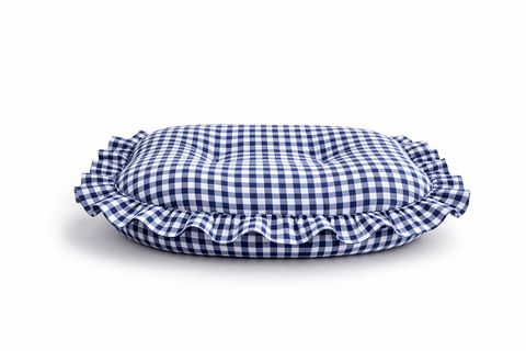 Navy Blue Gingham Ruffle Baby Lounger Cover