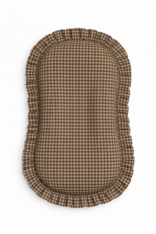 Brown Black Gingham Ruffle Baby Lounger Cover