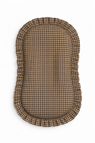 Brown Black Gingham Ruffle Baby Lounger Cover