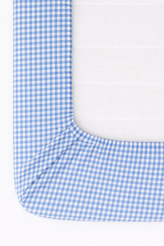 Midnight Blue Gingham Crib Sheet in - photo