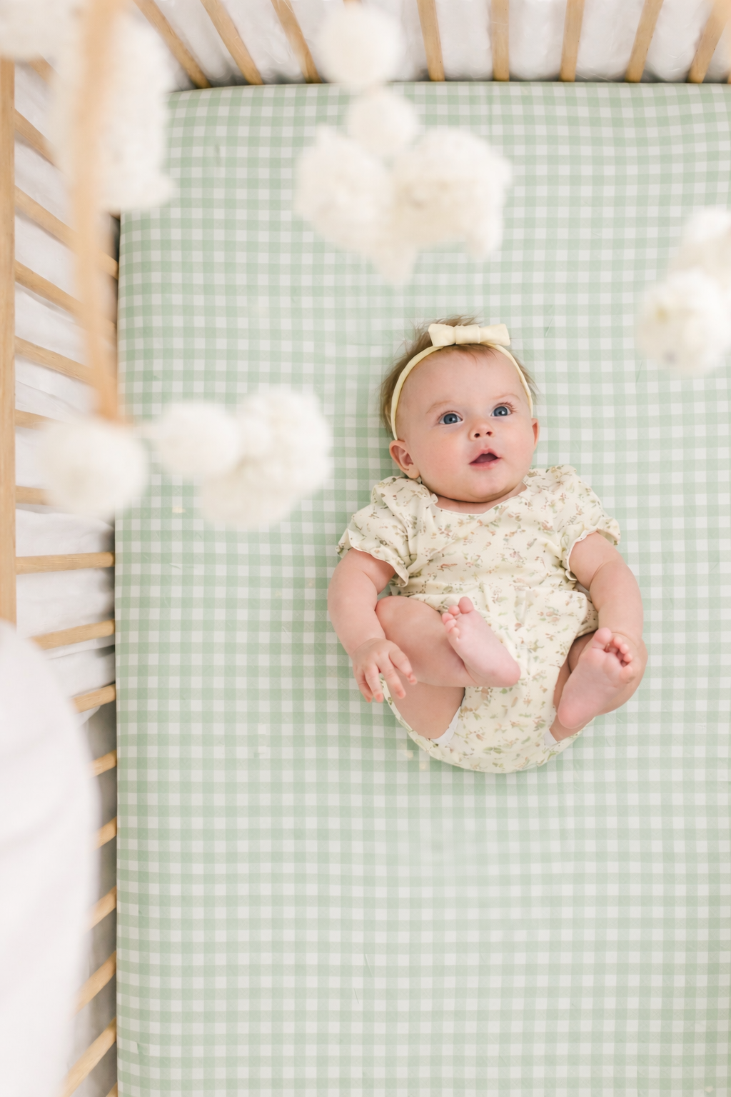 Meadow Green Gingham Crib Sheet -