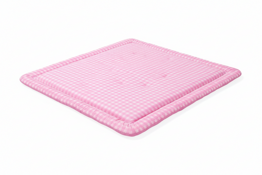 Pink Gingham Padded Baby Play Mat