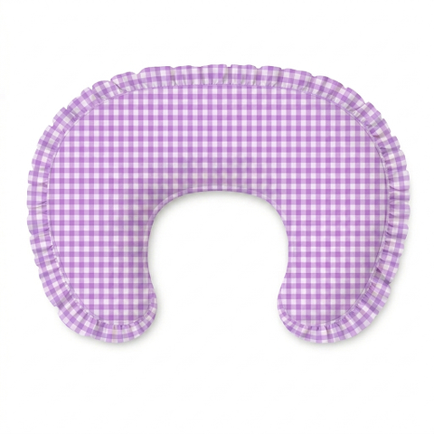 Purple Gingham Ruffle Nursing Pillow Cover