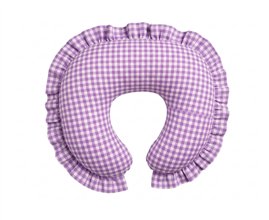 Purple Gingham Ruffle Nursing Pillow Cover in - photo