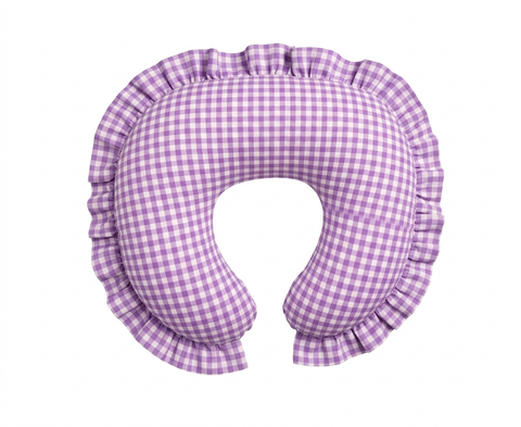 Purple Gingham Ruffle Nursing Pillow Cover